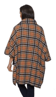 Womens Camel Reversible Check Wool Cape K1330